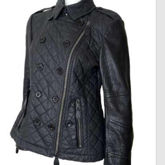 Authentic BURBERRY BRIT Quilted Lamb Leather Sleeve Jacket Quilted Fits a Large - Picture 5 of 16